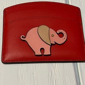 NWOT Kate Spade Small Red Card Holder with Elephant